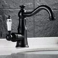 Vòi chậu nóng lạnh đồng thau màu đen Haduvico VR055