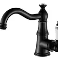 Vòi chậu nóng lạnh đồng thau màu đen Haduvico VR055