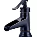 Vòi chậu nóng lạnh đồng thau màu đen Haduvico VR057