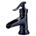 Vòi chậu nóng lạnh đồng thau màu đen Haduvico VR057