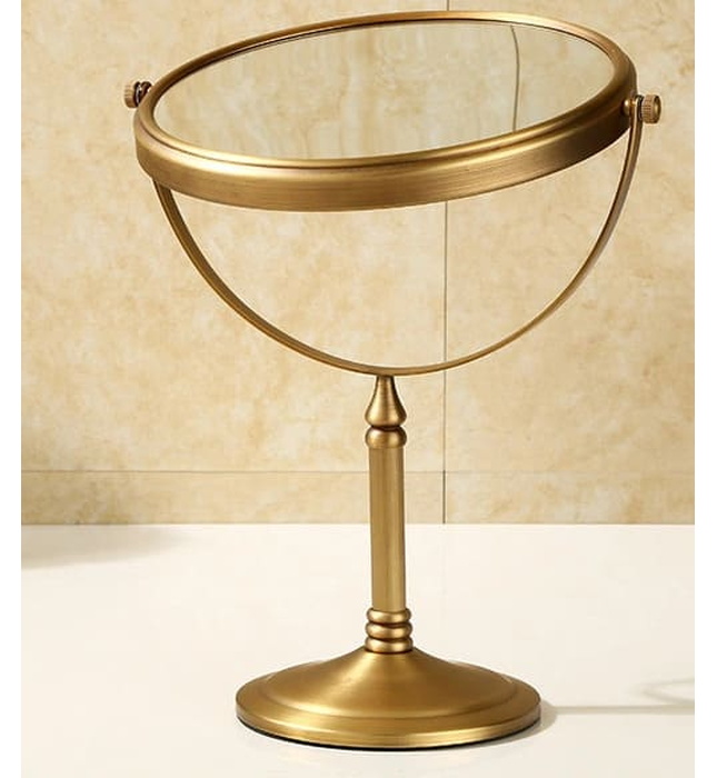 Gương soi đặt bàn khung bằng đồng Haduvico PK086