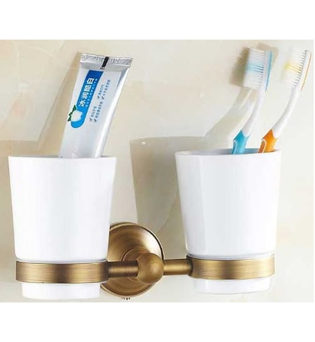 Giá để cốc đôi bằng đồng Haduvico PK090