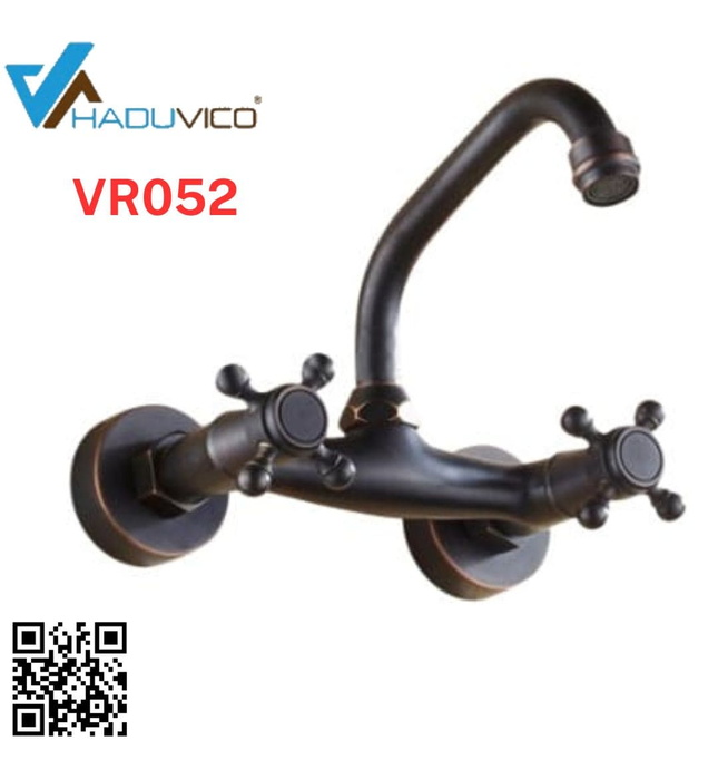 Vòi chậu nóng lạnh gắn tường đồng thau Haduvico VR052