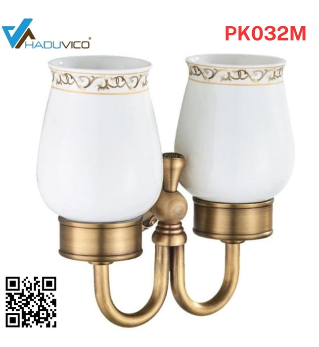 Giá để cốc đôi bằng đồng Haduvico PK032M