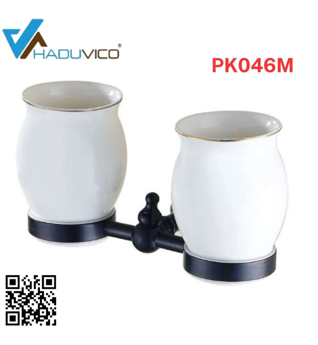 Giá để cốc đôi bằng đồng Haduvico PK046M