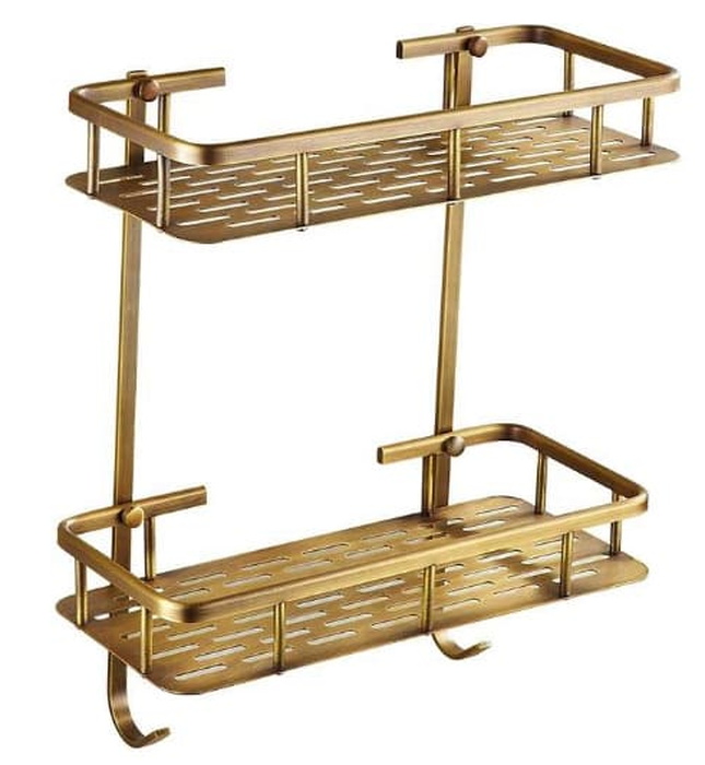 Kệ để đồ 2 tầng phòng tắm bằng đồng Haduvico PK122