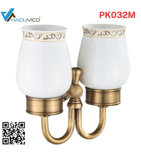 Giá để cốc đôi bằng đồng Haduvico PK032M