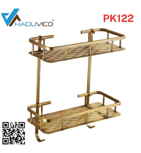 Kệ để đồ 2 tầng phòng tắm bằng đồng Haduvico PK122