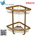 Kệ góc 2 tầng để đồ phòng tắm bằng đồng Haduvico PK074