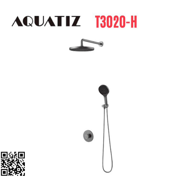 Sen tắm âm tường màu xám bát tròn Aquatiz T3020-H