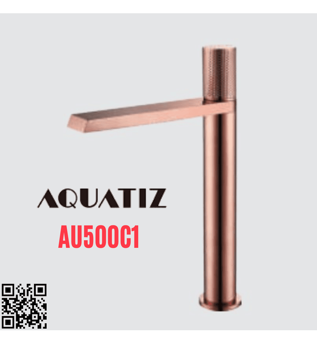 Vòi lavabo xoay nóng lạnh màu hồng cao Aquatiz AU500C1