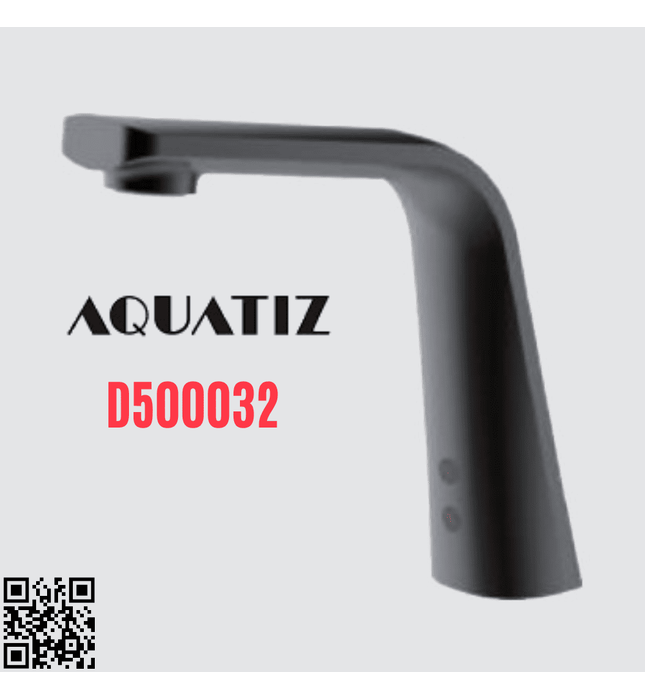 Vòi lavabo cảm ứng nóng lạnh dùng pin điện xám đen Aquatiz D500032