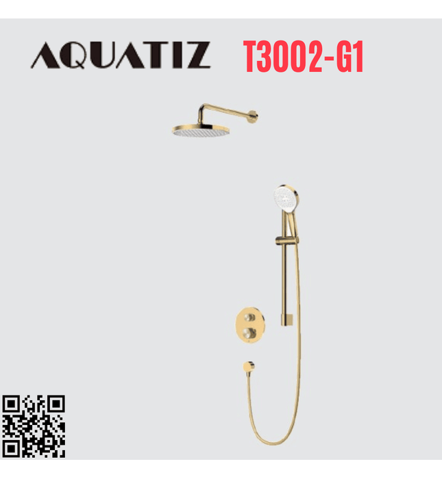 Sen tắm âm tường kèm thanh trượt màu vàng Aquatiz T3002-G1