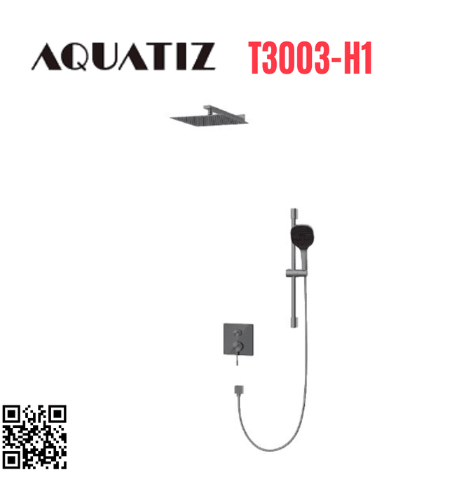 Sen tắm âm tường màu đen vuông Aquatiz T3003-H1