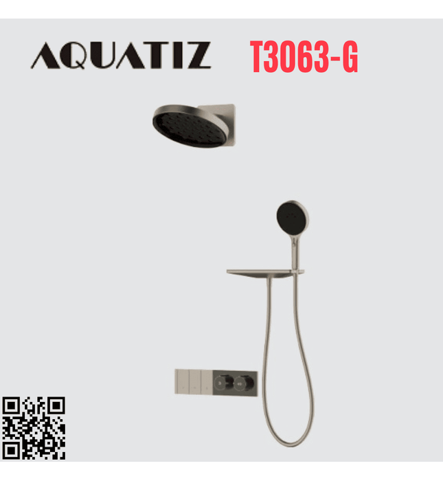Sen tắm âm tường màu đen vàng bát tròn Aquatiz T3063-G