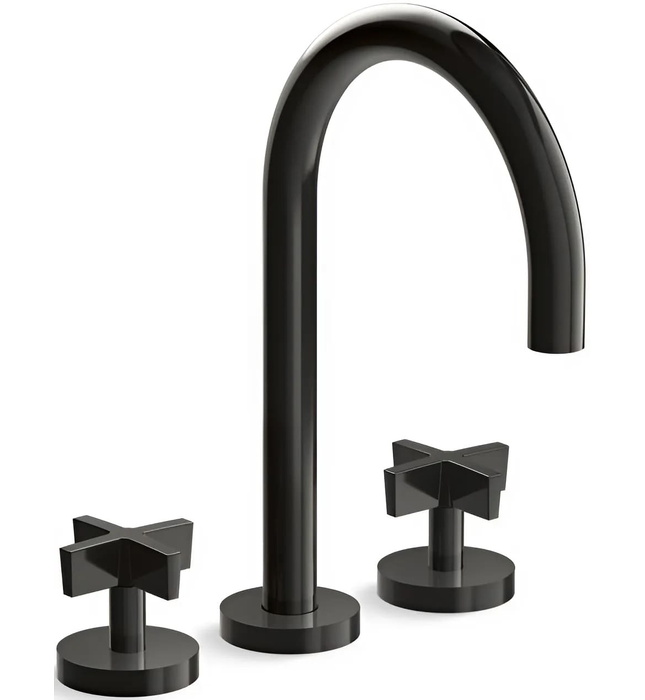 Vòi bồn tắm 3 chân cổ ngỗng đen Kallista P25520-CR-BL