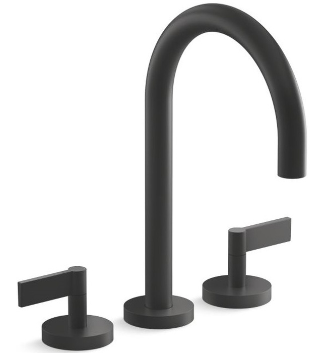 Vòi bồn tắm 3 chân cổ ngỗng màu đen Kallista P25520-LV-BGP