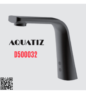 Vòi lavabo cảm ứng nóng lạnh dùng pin điện xám đen Aquatiz D500032