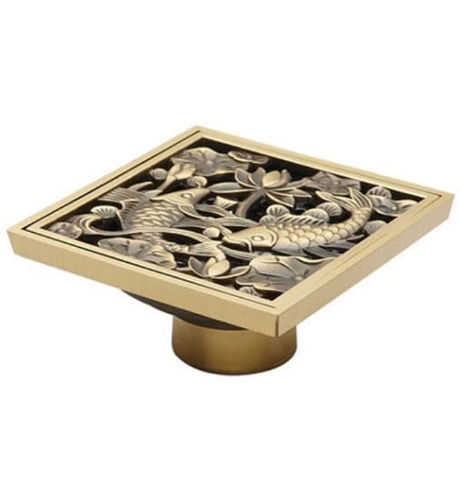 Phễu thoát sàn hoa văn bằng đồng Haduvico HD002