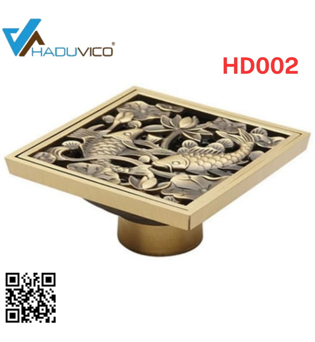Phễu thoát sàn hoa văn bằng đồng Haduvico HD002