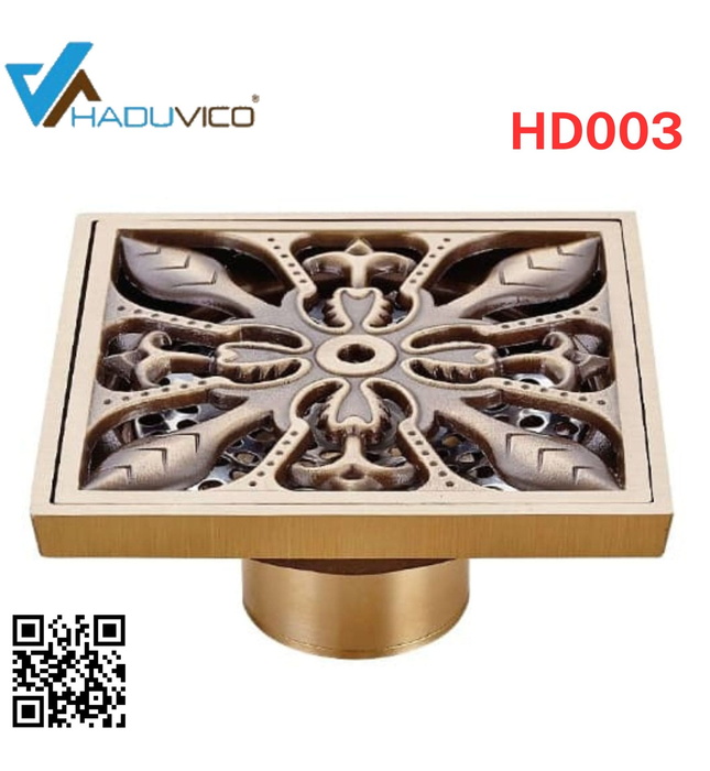 Phễu thoát sàn hoa văn bằng đồng Haduvico HD003