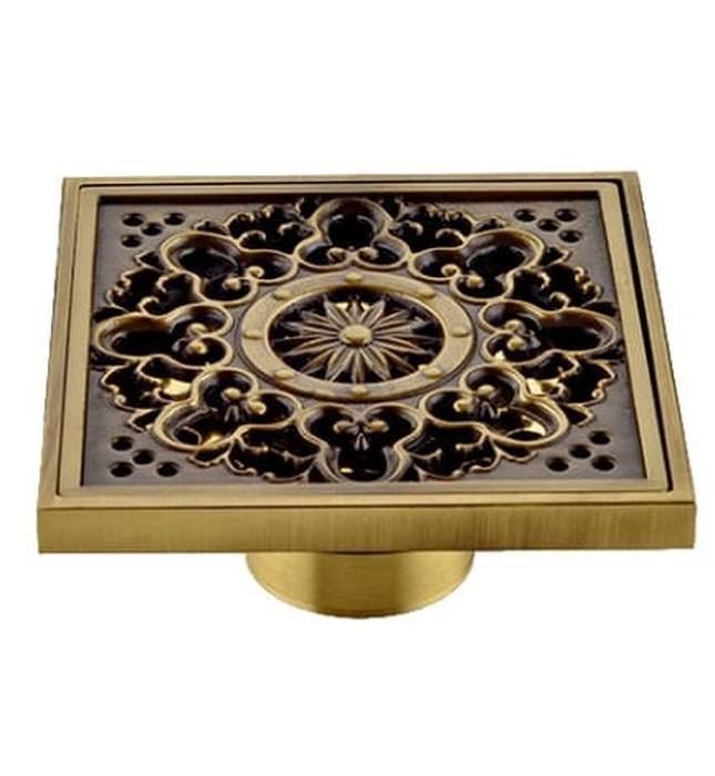 Phễu thoát sàn hoa văn bằng đồng Haduvico HD004