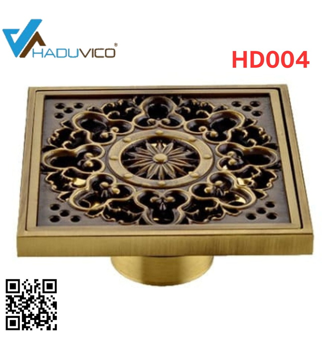Phễu thoát sàn hoa văn bằng đồng Haduvico HD004
