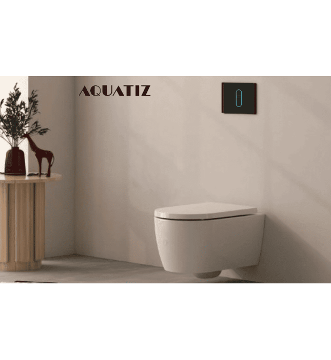 Van xả bồn cầu cảm ứng âm tường dùng pin điện Aquatiz D600031 màu đen