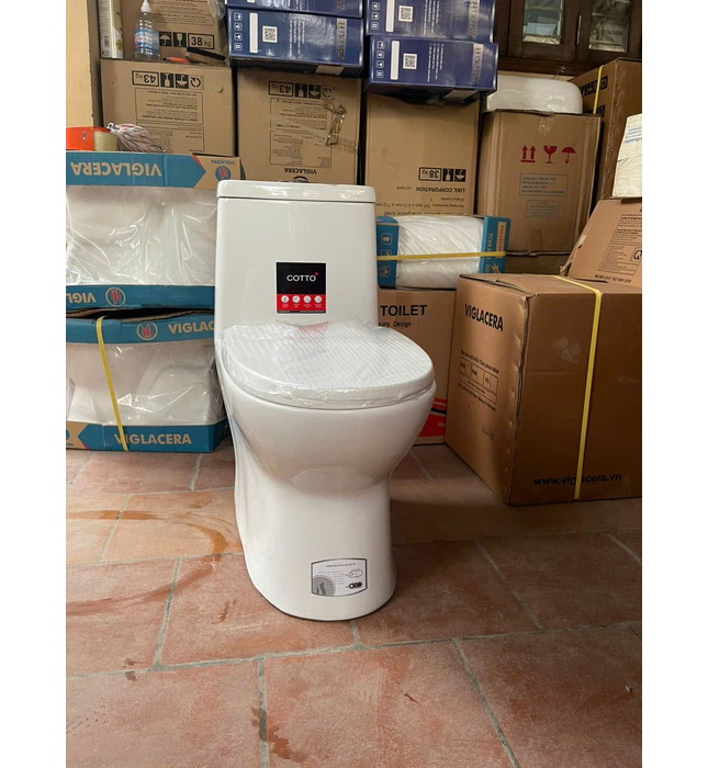 Bồn cầu Thái Bình 1 khối nắp êm TÂM THOÁT 27CM TB27