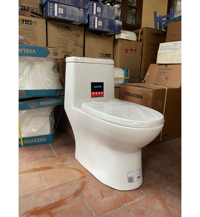 Bồn cầu Thái Bình 1 khối nắp êm TÂM THOÁT 27CM TB27