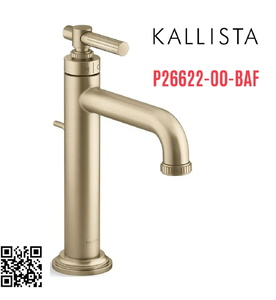 Vòi chậu rửa mặt nóng lạnh 1 chân màu vàng Kallista P26622-00-BAF