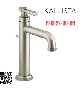 Vòi chậu rửa mặt nóng lạnh 1 chân màu nickel Kallista P26622-00-BN