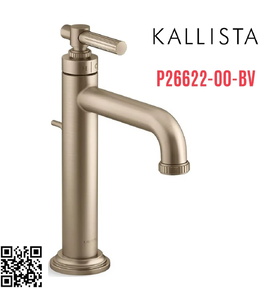 Vòi chậu rửa mặt nóng lạnh 1 chân màu đồng Kallista P26622-00-BV
