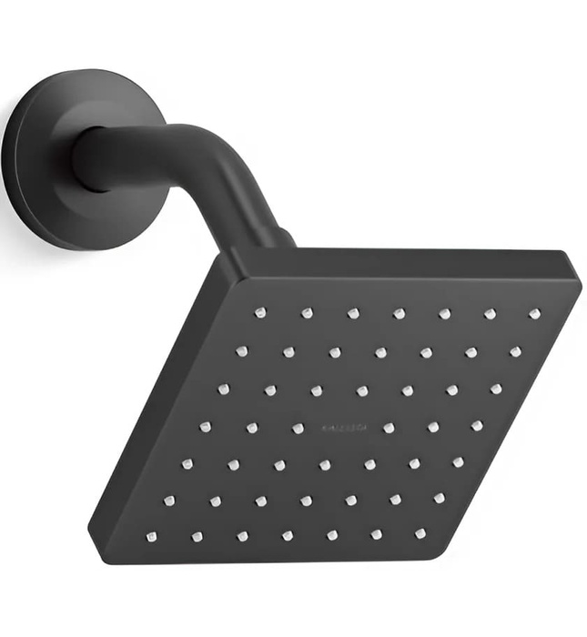 Bát sen tắm vuông và tay sen gắn tường màu nickel Kallista P34250-00-BN