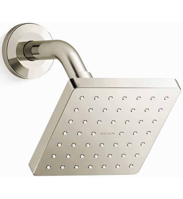 Bát sen tắm vuông và tay sen gắn tường màu nickel Kallista P34250-00-BN