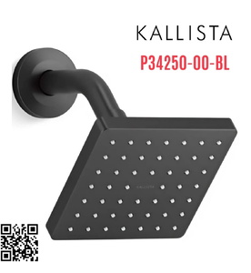 Bát sen tắm vuông và tay sen gắn tường màu đen Kallista P34250-00-BL