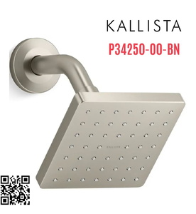 Bát sen tắm vuông và tay sen gắn tường màu nickel Kallista P34250-00-BN