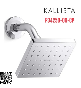 Bát sen tắm vuông và tay sen gắn tường màu chrome Kallista P34250-00-CP