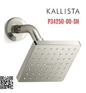 Bát sen tắm vuông và tay sen gắn tường màu nickel Kallista P34250-00-SN