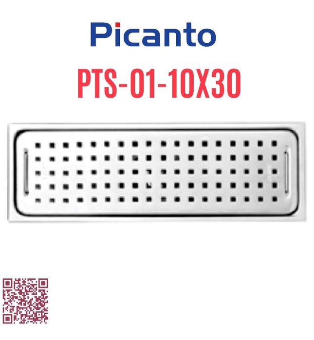 Ga thoát sàn dài SUS304 D60-90 Picanto PTS-01 10x30cm