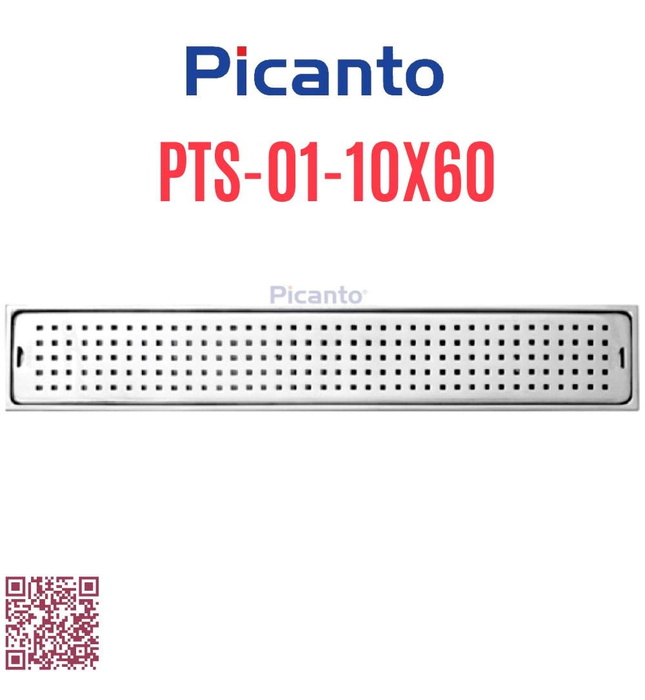 Ga thoát sàn dài SUS304 D60-90 Picanto PTS-01 10x60cm