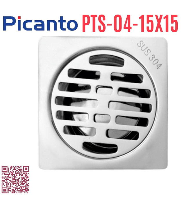 Ga thoát sàn SUS304 D60-90 Picanto PTS-04 15x15cm