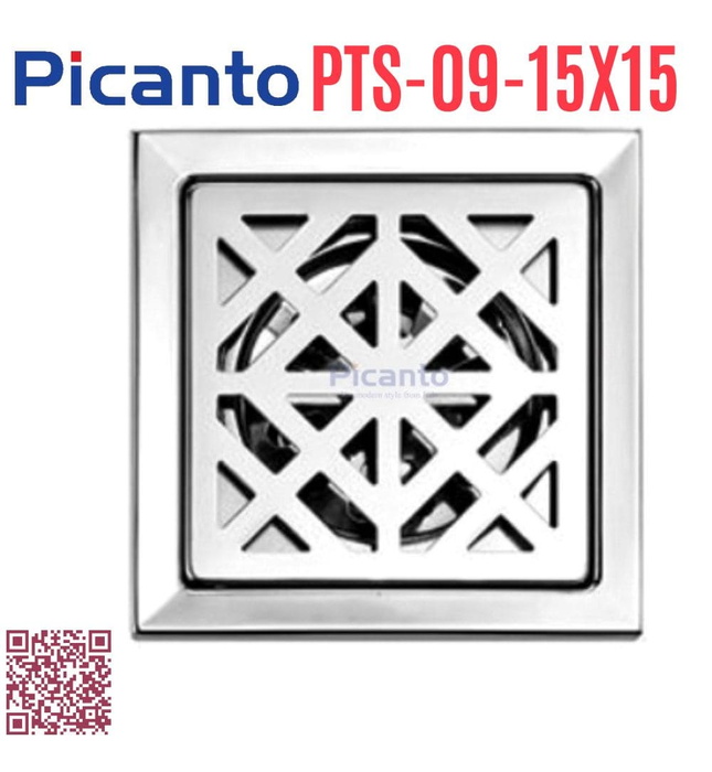 Ga thoát sàn SUS304 D60-90 Picanto PTS-09 15x15cm