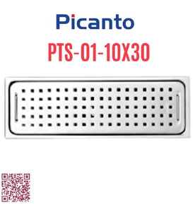 Ga thoát sàn dài SUS304 D60-90 Picanto PTS-01 10x30cm