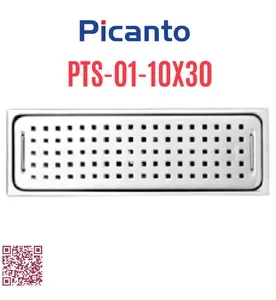 Ga thoát sàn dài SUS304 D60-90 Picanto PTS-01 10x30cm