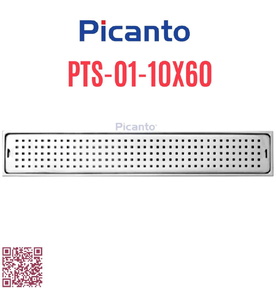 Ga thoát sàn dài SUS304 D60-90 Picanto PTS-01 10x60cm