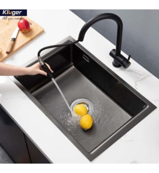 Chậu rửa bát 1 hố màu đen Kluger KU8121B-S68 