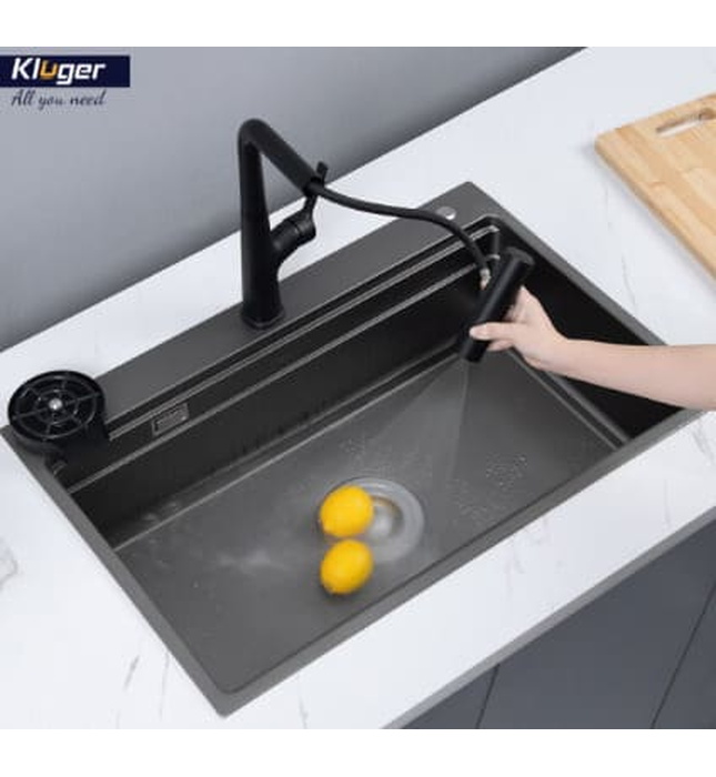 Chậu rửa bát 1 hố màu đen Kluger KWF8161FB-S76