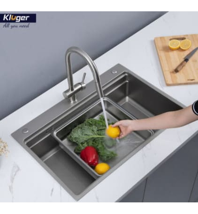 Chậu rửa bát 1 hố Kluger KWF8161FS-S76 PLUS