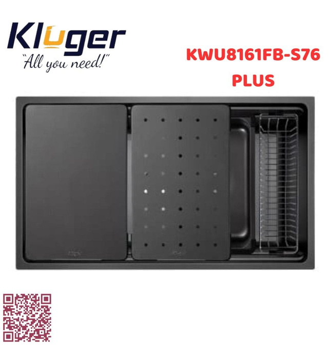 Chậu rửa bát 1 hố màu đen Kluger KWU8161FB-S76 PLUS